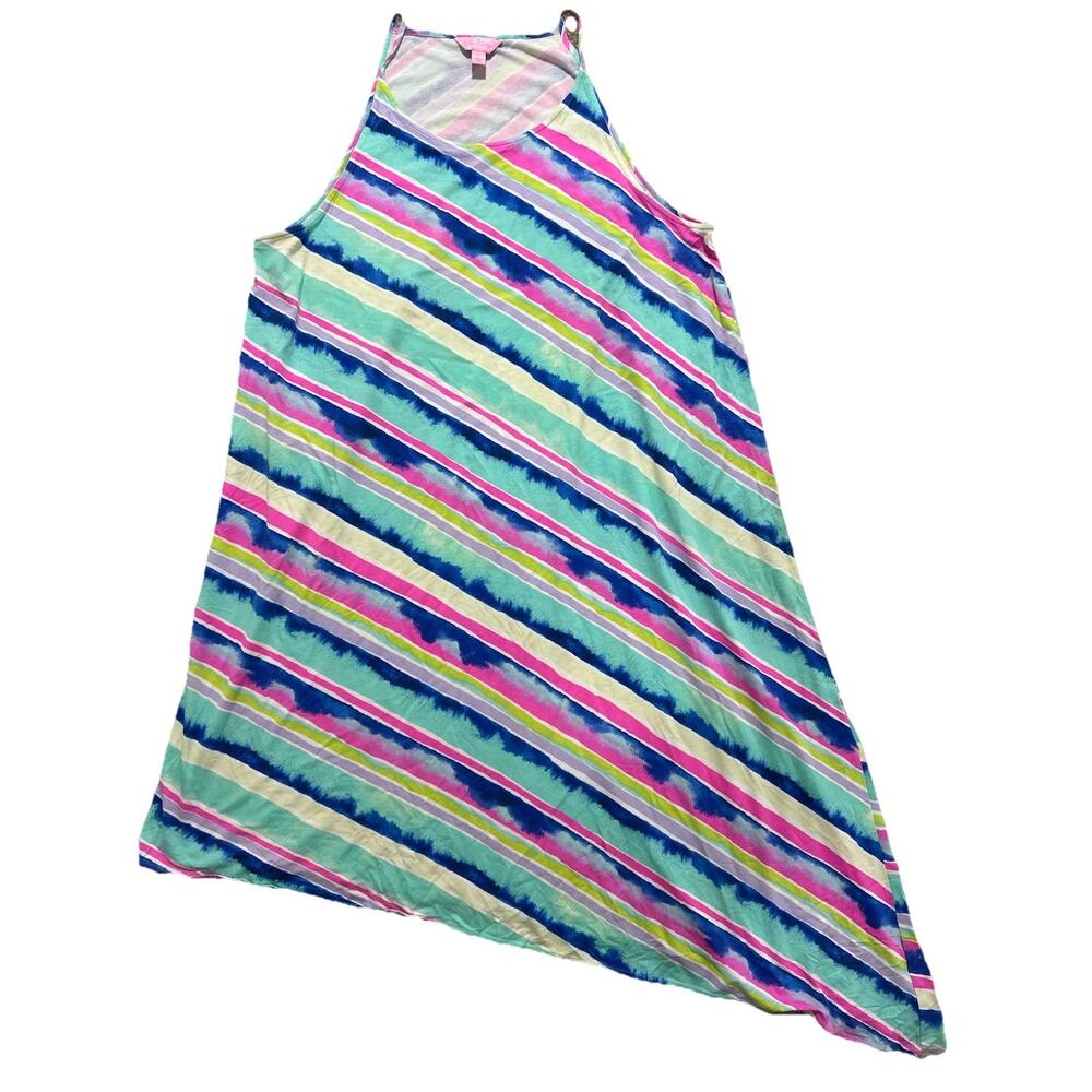 Lilly Pulitzer XL Magniloia Ceviche midi diagonal Stripe Asymmetrical Dress‎